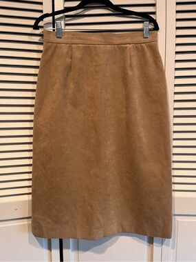 Adolph Schuman Classic Camel Women's Pencil Skirt - Camel, Suede Fabric WASHABLE